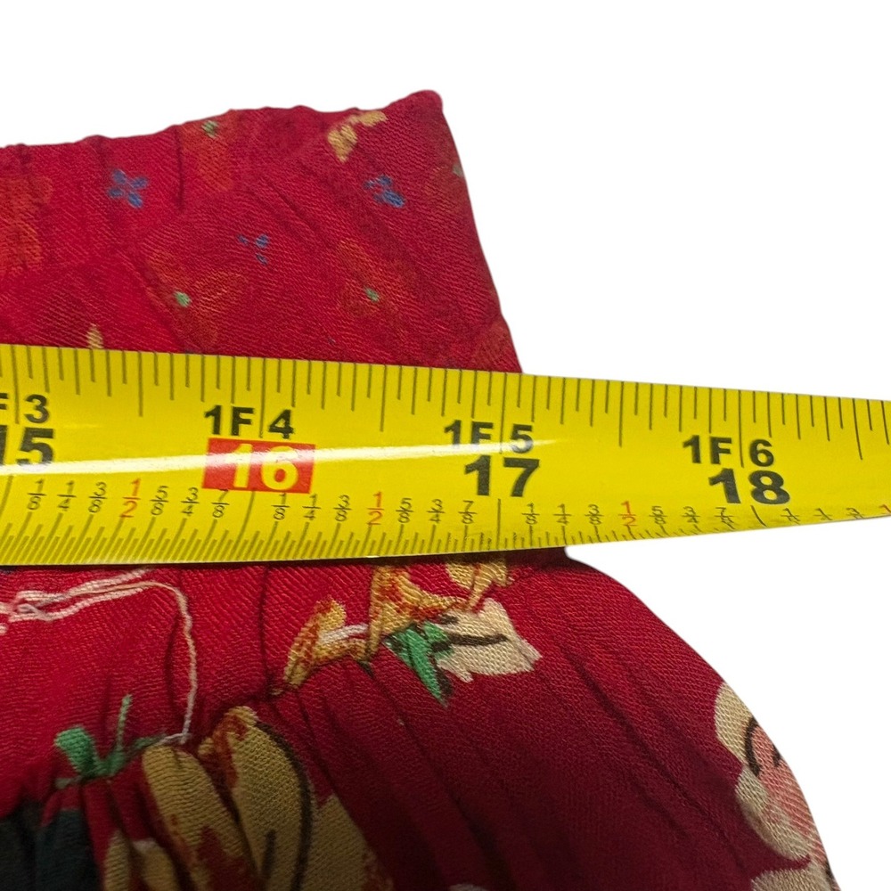 Stonebridge Floral Tiered Maxi Skirt XL Red Boho Crinkle Broomstick Mixed Print - Picture 6 of 6